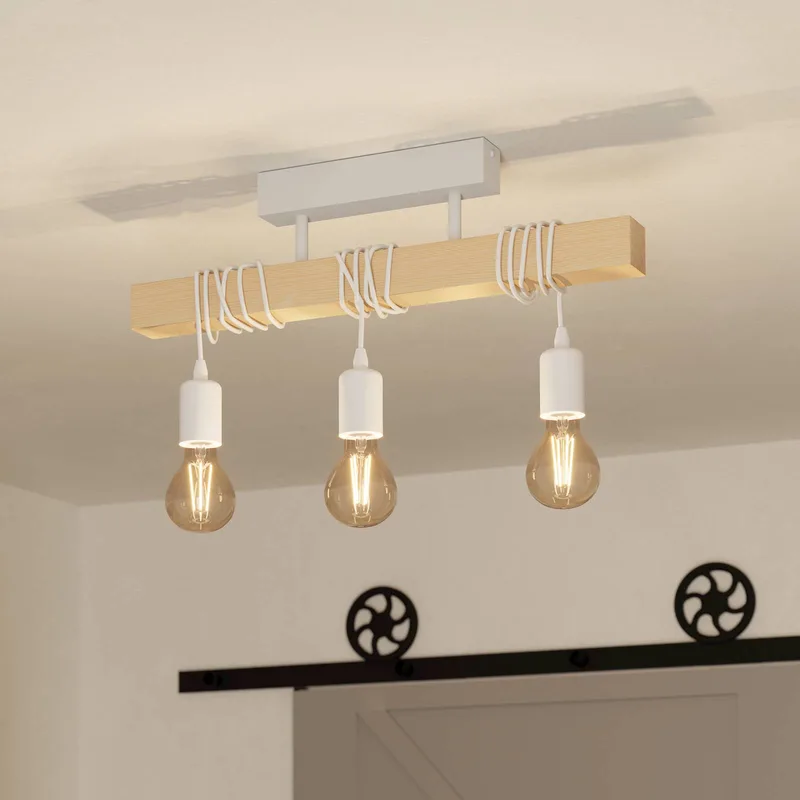 Plafondlamp Townshend van hout, 3-lamps de EGLO en Blanc – photo produit