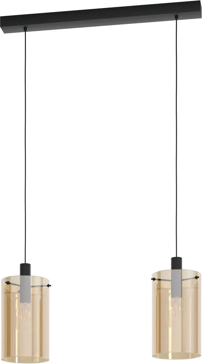 Polverara Hanglamp - 2 lichts - E27 - Glas de EGLO en Noir – photo produit