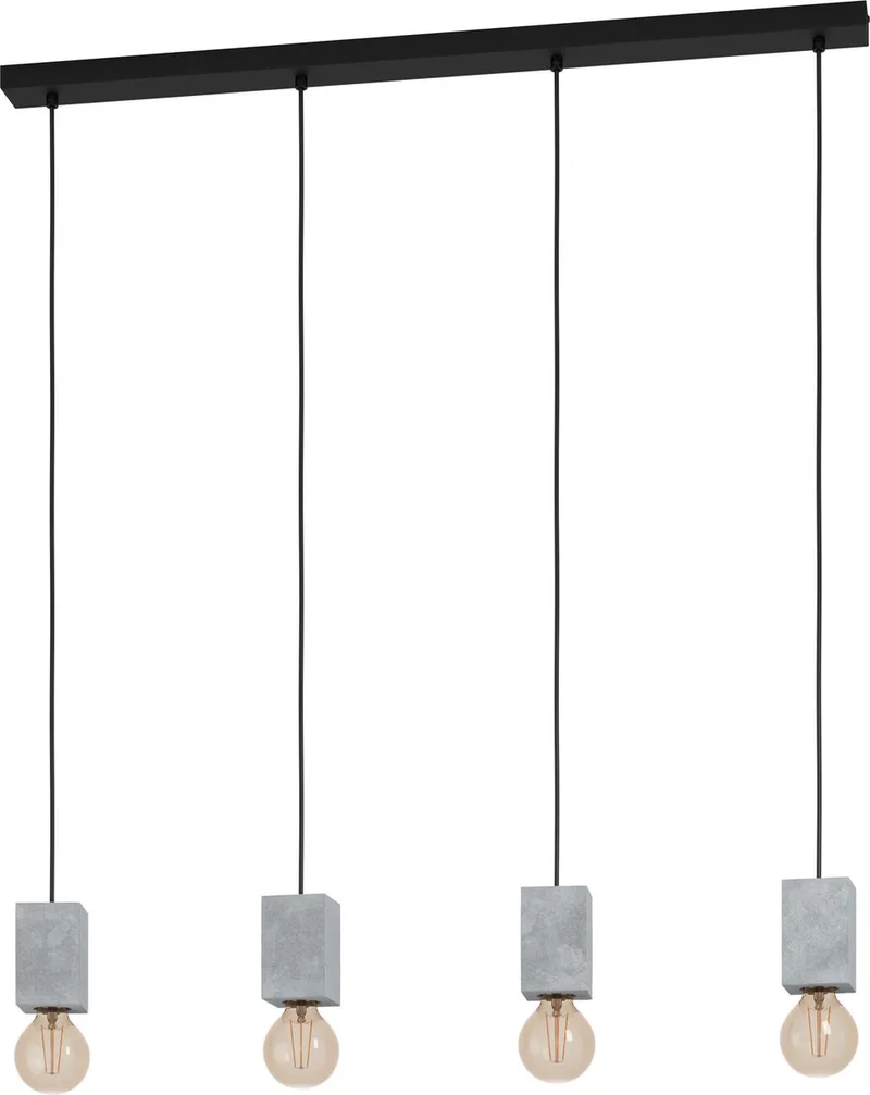 Prestwick 3 Hanglamp - E27 - 92,5 cm - Zwart/Grijs de EGLO en Noir – photo produit