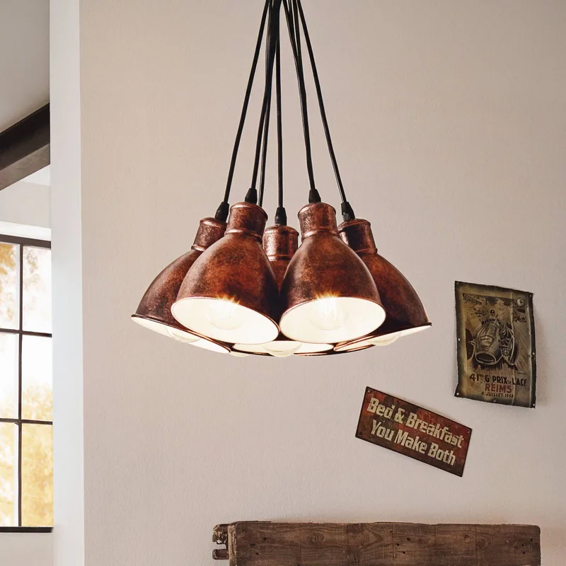 Priddy 1 vintage-hanglamp 7-lamps de EGLO en Koper antiek – photo produit