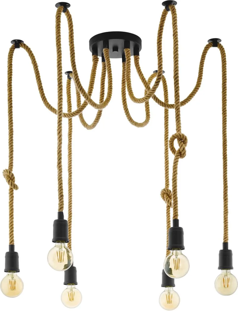 Rampside Vintage Hanglamp - E27 - 6 lichts van EGLO in Zwart – productfoto