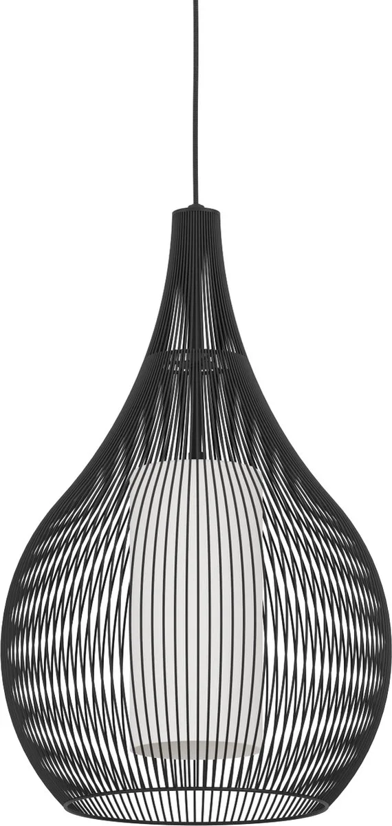Razoni 1 Hanglamp - E27 - Ø 42,5 cm - Zwart | Wit - Staal | Glas fra EGLO i Sort – produktbillede
