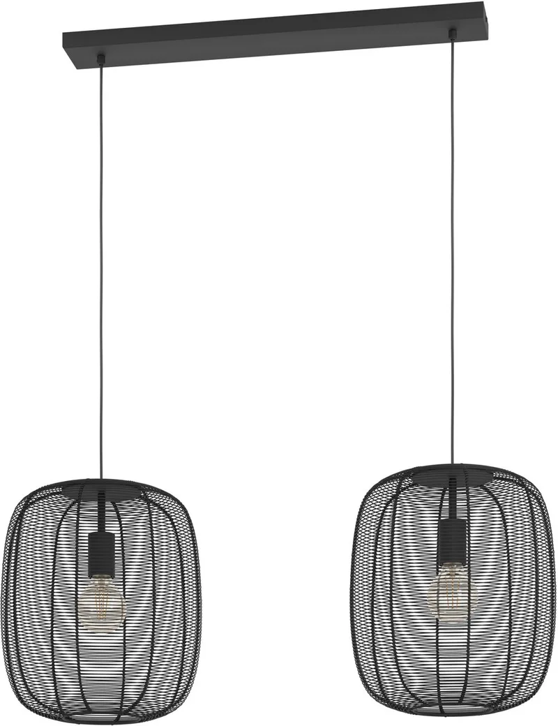 Rinroe Hanglamp - E27 - 2 lichts - 90 cm - Staal fra EGLO i Sort – produktbillede