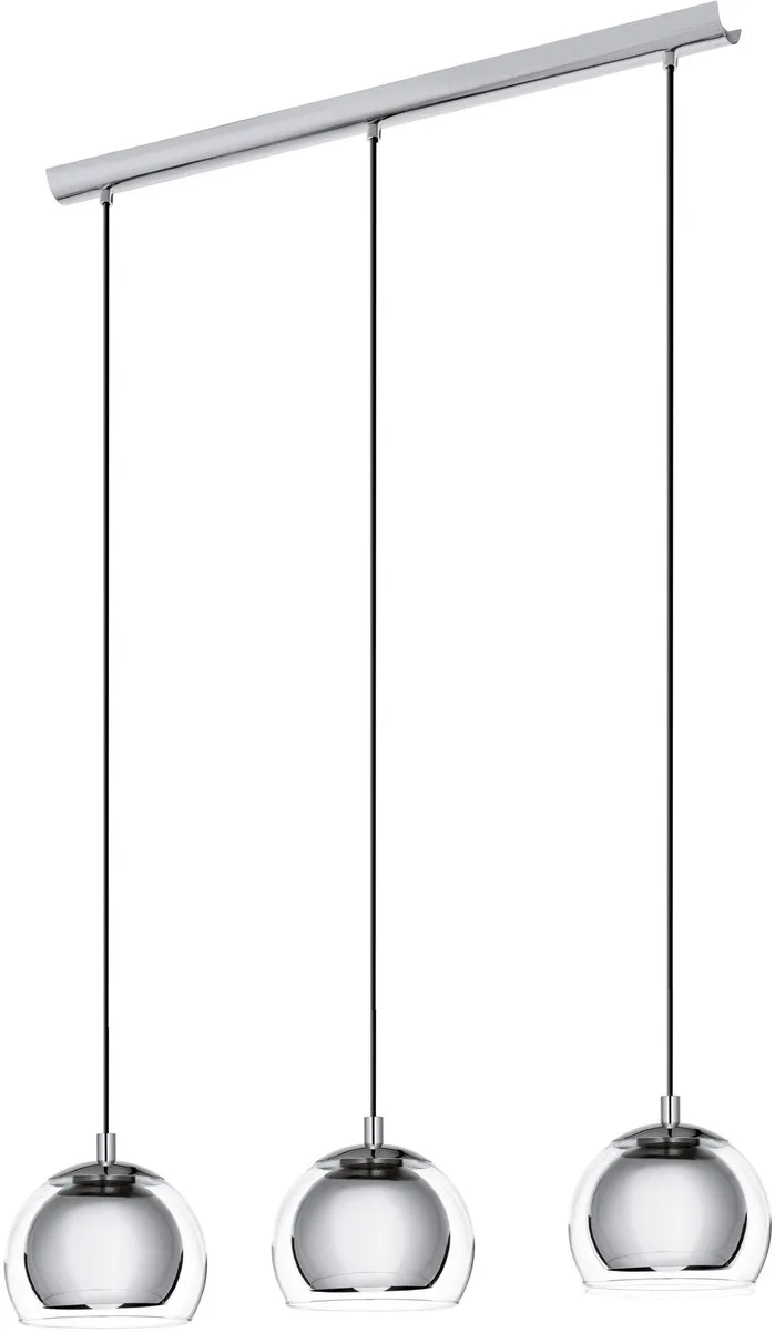 Rocamar - Hanglamp - E27 - 3 Lichts - Lengte 78 cm - glas - Grijs/Zilver von EGLO in Grau – Produktfoto