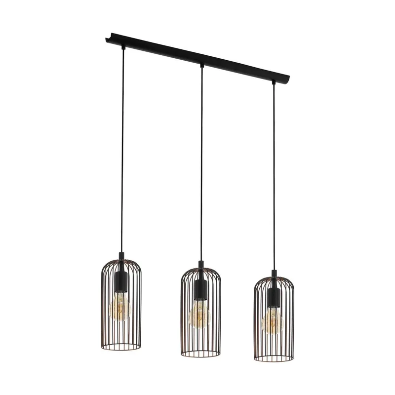 Roccamena Hanglamp - E27 - 73 cm - Zwart/Koper van EGLO in Zwart – productfoto