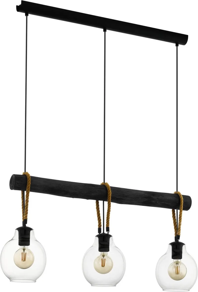 Roding Hanglamp - E27 - 88 cm - Zwart/Bruin fra EGLO i Sort – produktbillede