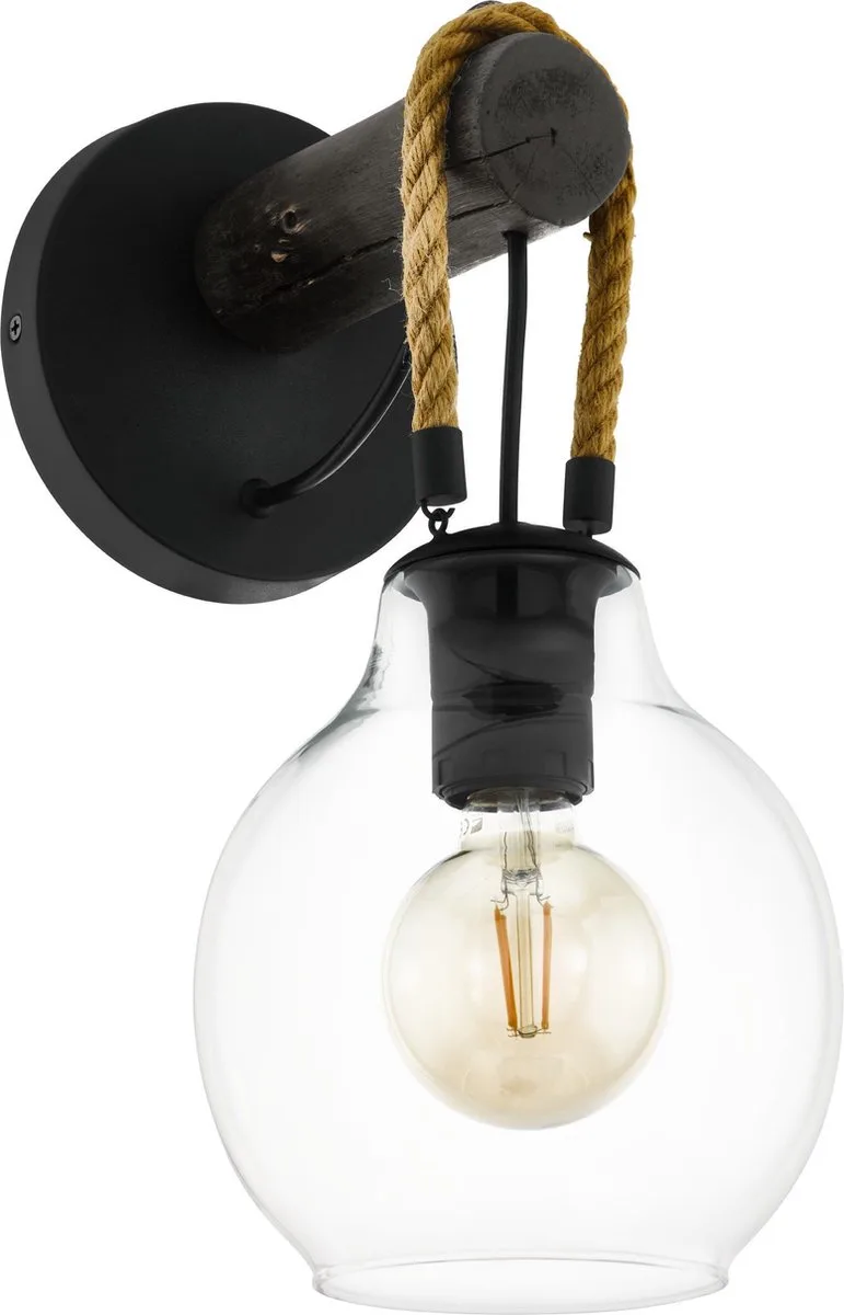 Roding Wandlamp - E27 - 35 cm - Zwart/Bruin de EGLO en Noir – photo produit