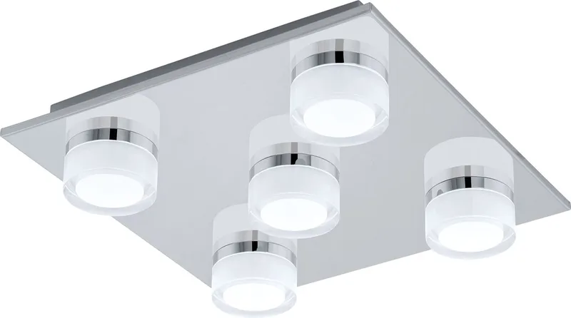 Romendo - Plafonnière - 5 Lichts - LED - Chroom - Helder, Gesatineerd de EGLO en Gris – photo produit