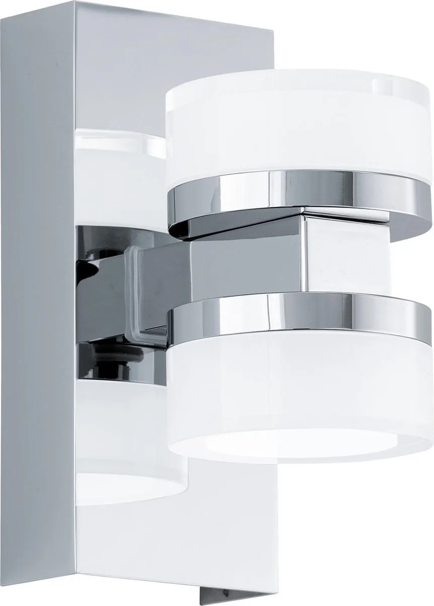 Romendo - Wandlamp - 2 Lichts - LED - Chroom - Helder, Gesatineerd de EGLO en Gris – photo produit