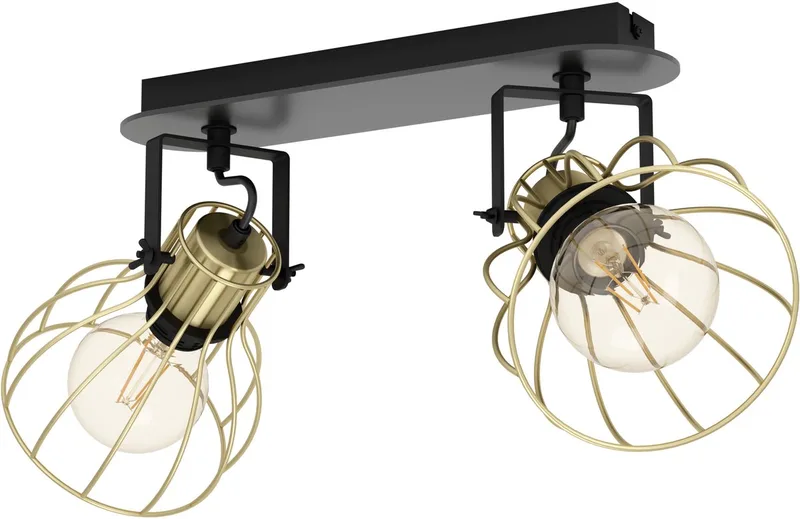 Sambatello Opbouwspot - E27 - 2-lichts - Zwart by EGLO in Gold – product photo