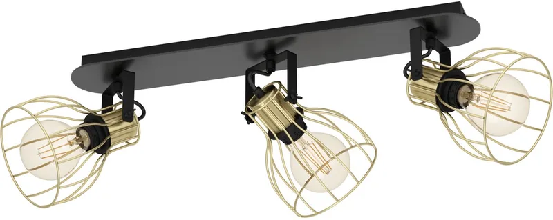 Sambatello Opbouwspot - E27 - 3-lichts - Goud by EGLO in Black – product photo