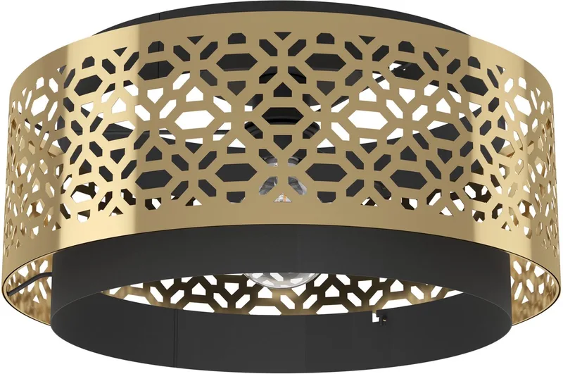 Sandbach Plafondlamp - E27 - Ø 42 cm - Zwart | Goud - Staal - Japandi de EGLO en Noir – photo produit