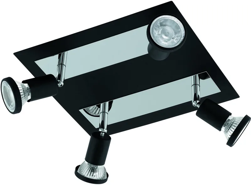 Sarria - Spot - 4 Lichts - Zwart, Chroom de EGLO en Noir, Chrome – photo produit