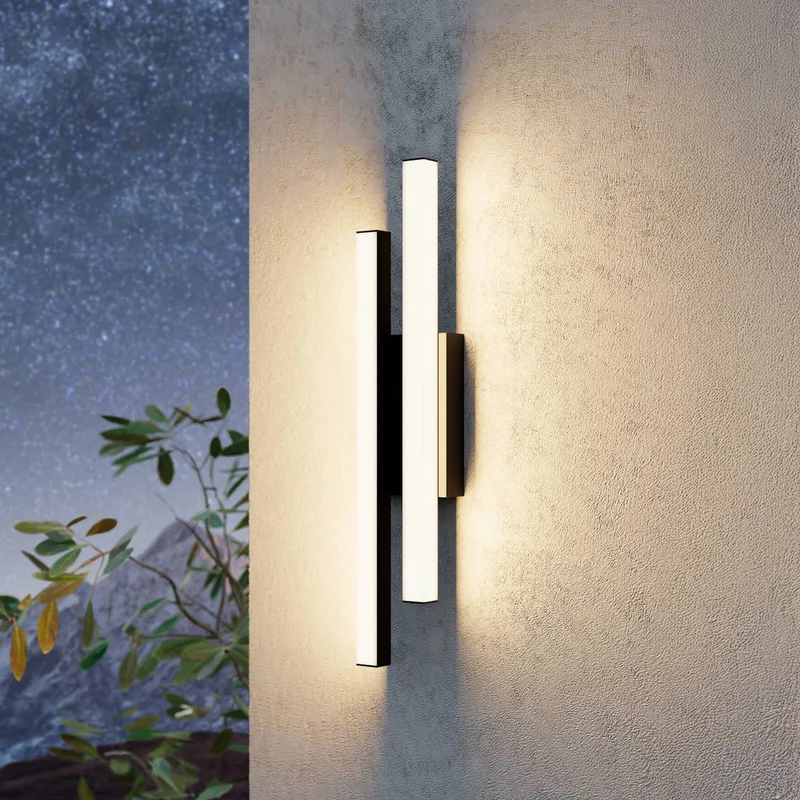 Serricella LED buitenwandlamp, zwart de EGLO en Noir, Wit gesatineerd – photo produit