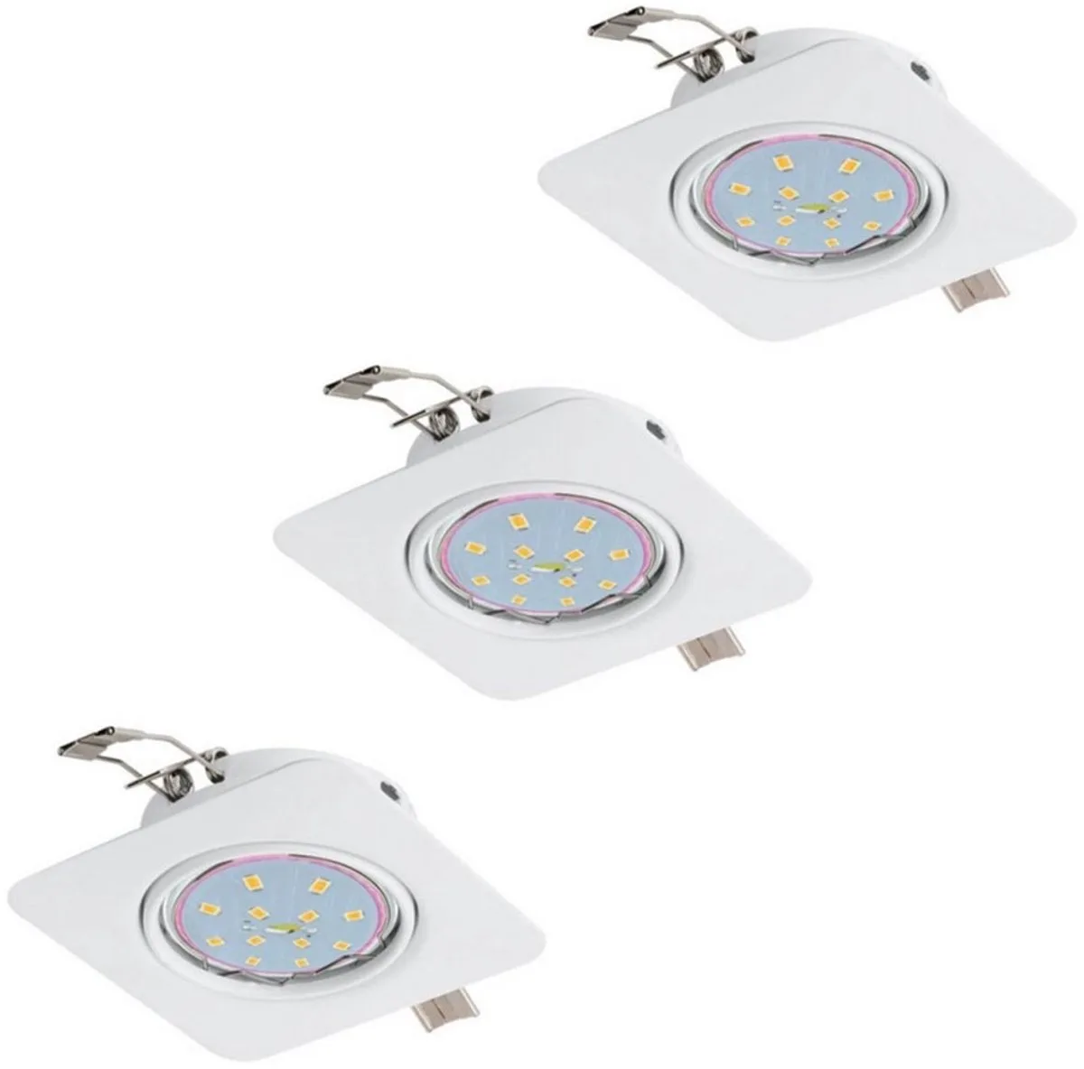 Set van 3 LED inbouwspots Plafondlamp Inbouwspot Spotlight verstelbaar, metaal wit, 5W 400lm 3000K warm wit, B 8,5 cm de EGLO en Blanc – photo produit