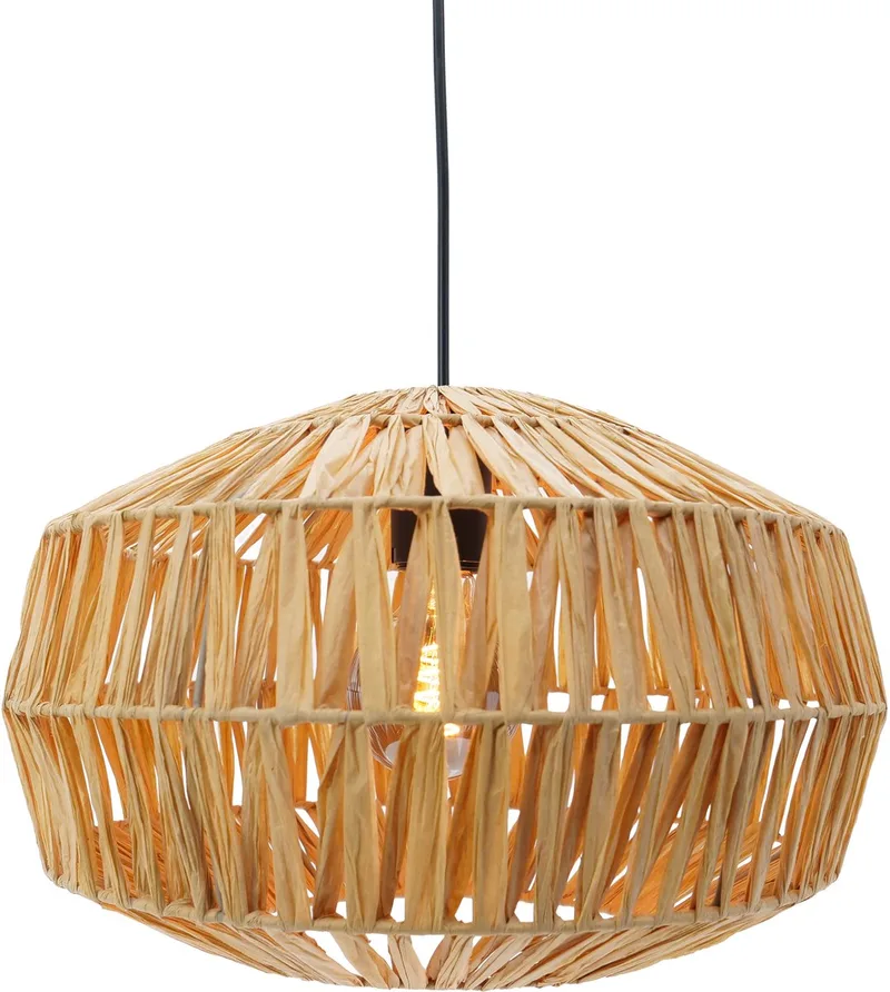 Sheldon Hanglamp - E27 - Ø 38 cm - Zwart/Natuurlijk/Bruin - Papier by EGLO in Black – product photo