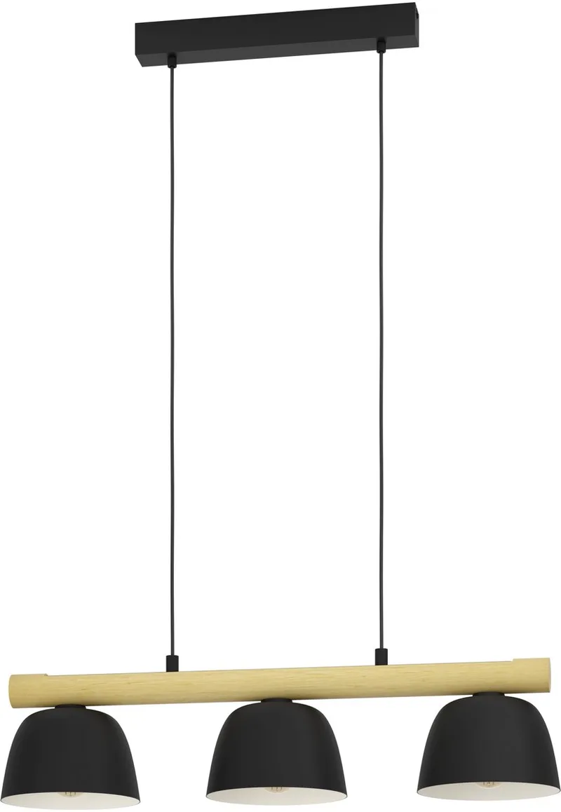 Sherburn Hanglamp - E27 - 77 cm - Zwart | Bruin - Hout de EGLO en Noir – photo produit