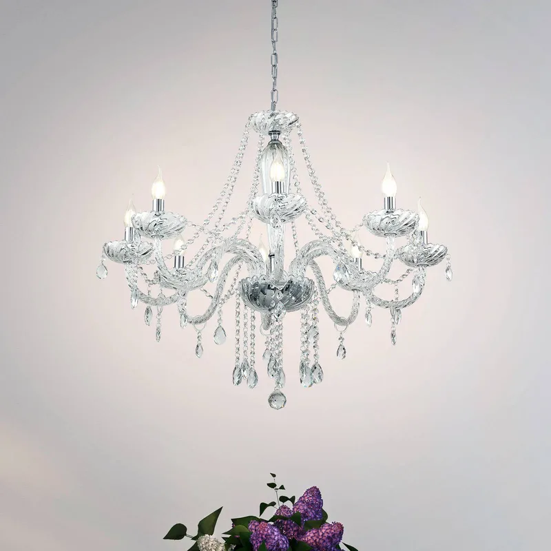 BASILANO 1 KRONLEUCHTER 8L KLAR von EGLO in Transparent, Chrom – Produktfoto