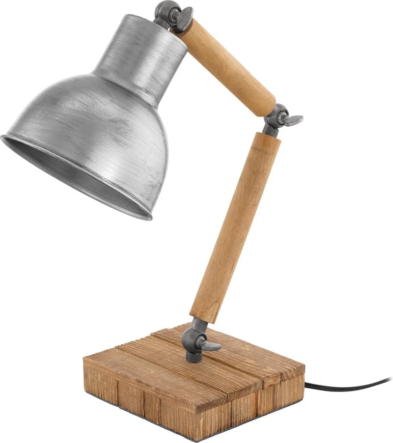 Stringston - tafellamp - 1-lichts - antiek-bruin/geborsteld-staal de EGLO en Nikkel-mat, Marron – photo produit