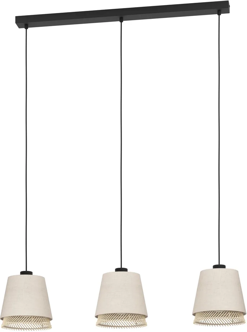Tabley Hanglamp - E27 - 89 cm - Natuur | Bruin | Zwart - Textiel de EGLO en Noir – photo produit