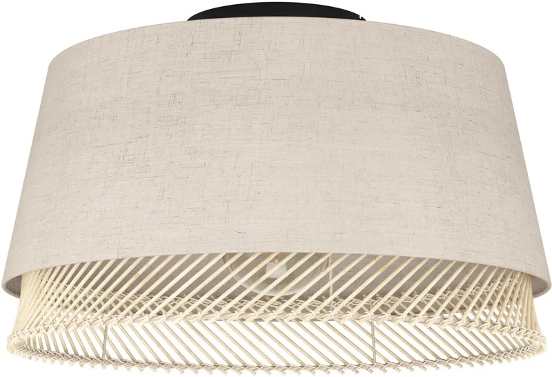 Tabley Plafondlamp - E27 - Ø 38 cm - Natuur | Bruin | Zwart - Textiel von EGLO in Schwarz – Produktfoto
