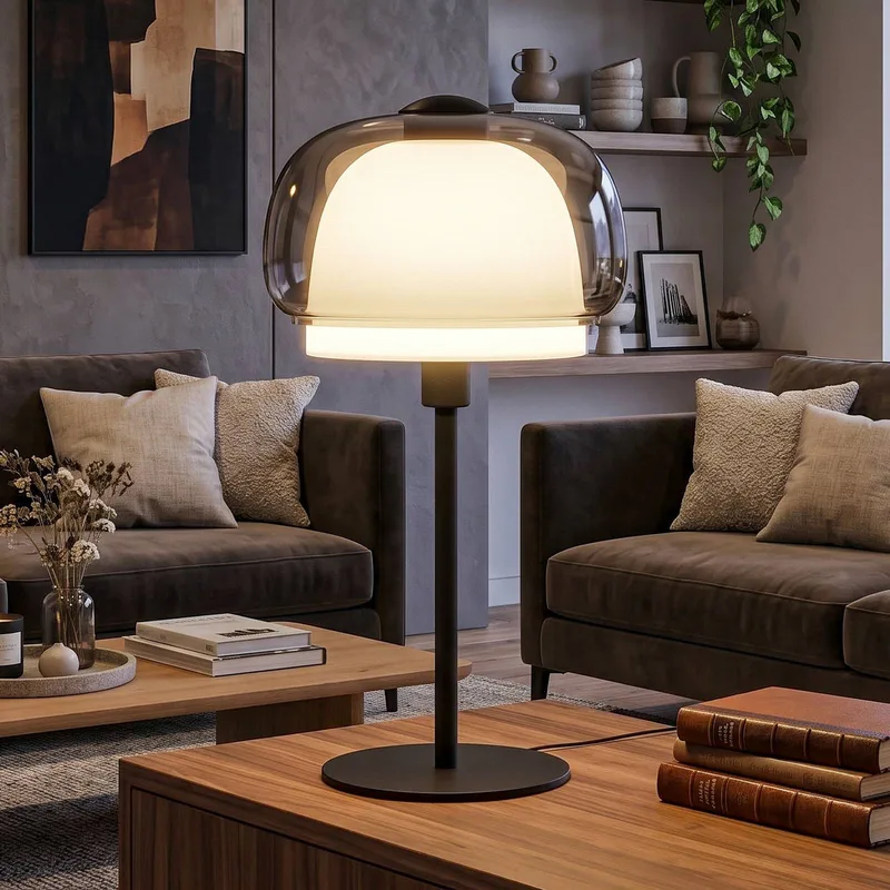 Tafellamp Belomontejo, zwart-transparant, glas, E27 de EGLO en Zwart-transparant, Noir – photo produit