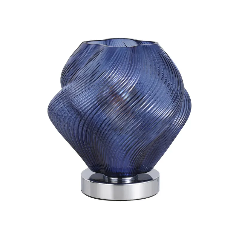 Tafellamp Meliciano, blauw, glas, hoogte 23 cm, E27 fra EGLO i Blå, Krom – produktbillede