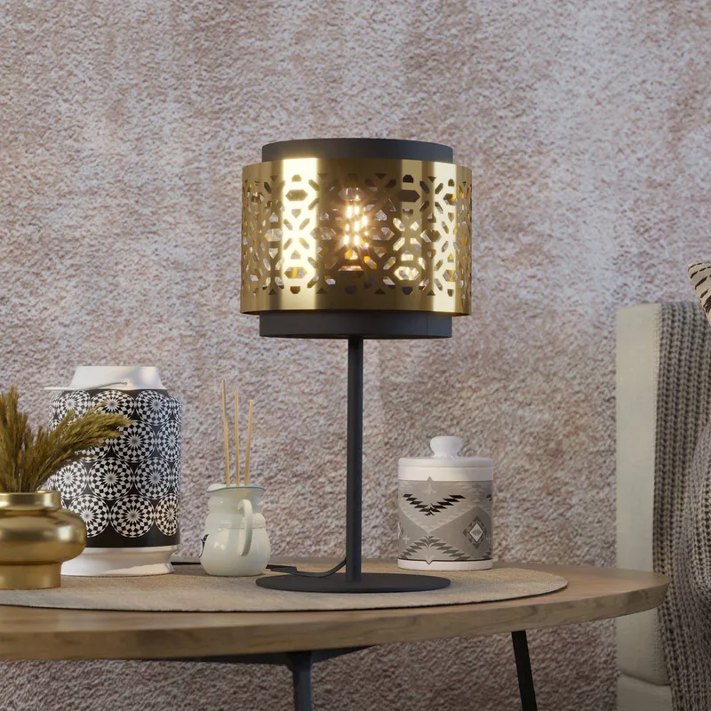 Tafellamp Sandbach in zwart en messing by EGLO in Gold, Black – product photo
