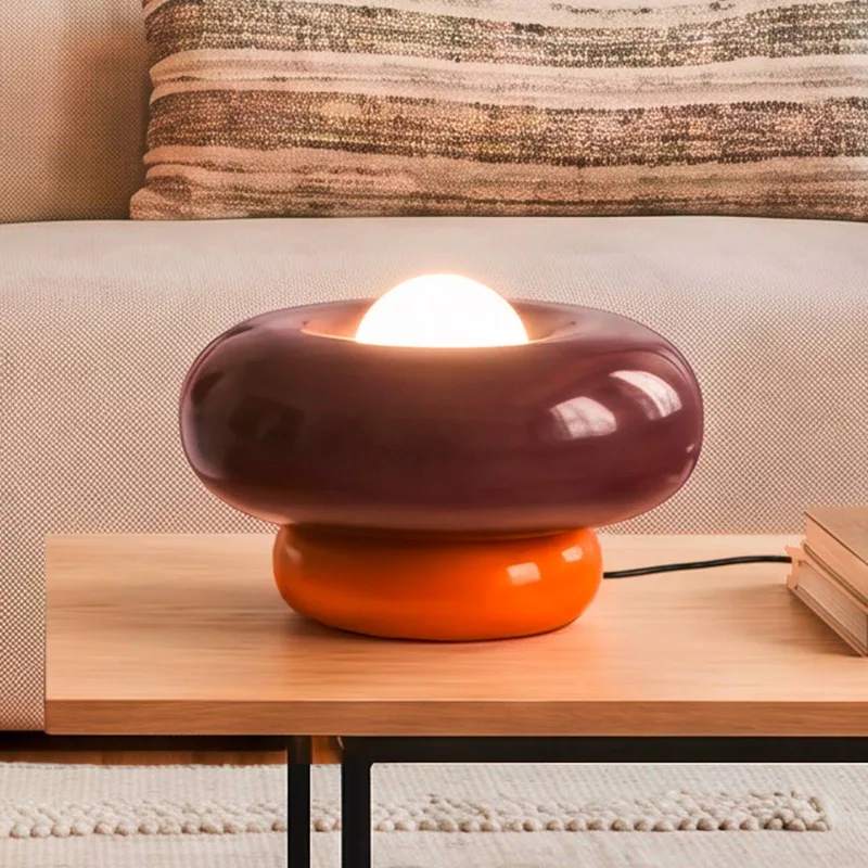 Tafellamp Torchiarolo, bordeaux/oranje, metaal, E27 fra EGLO i Bordeauxrood, Orange – produktbillede