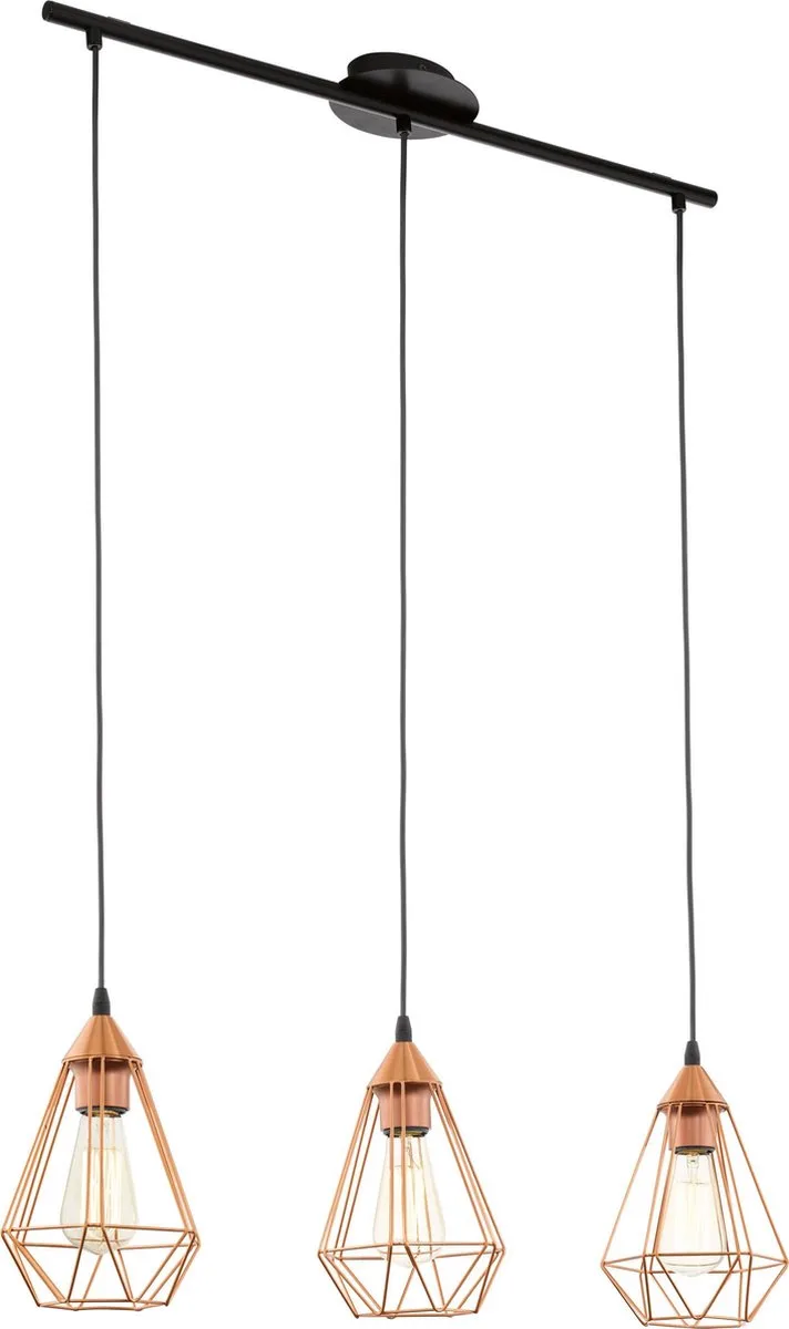Tarbes Hanglamp - E27 - 79 cm - Zwart/Koper de EGLO en Noir – photo produit