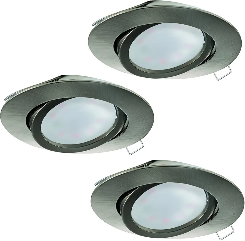 Tedo - Inbouwspotje - LED - Ø80mm. - Nikkel-Mat - Set 3 Spots - Kantelbaar fra EGLO – produktbillede