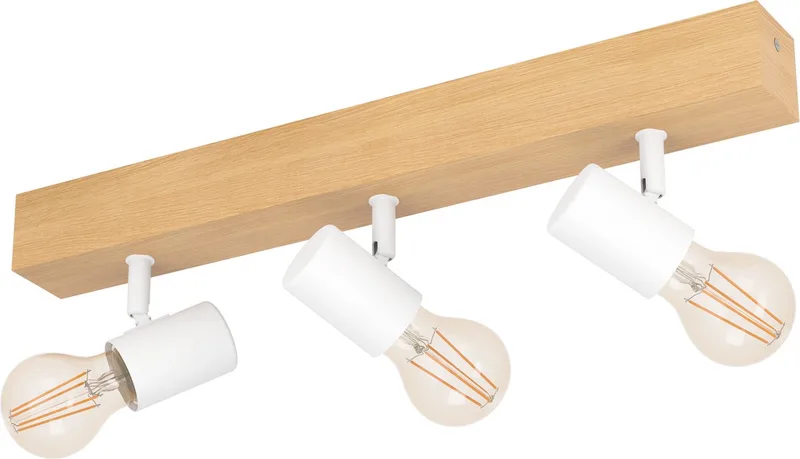 Townshend 3 - Plafondlamp - 3-lichts - E27 - eikenhout/wit van EGLO in Bruin, Wit – productfoto
