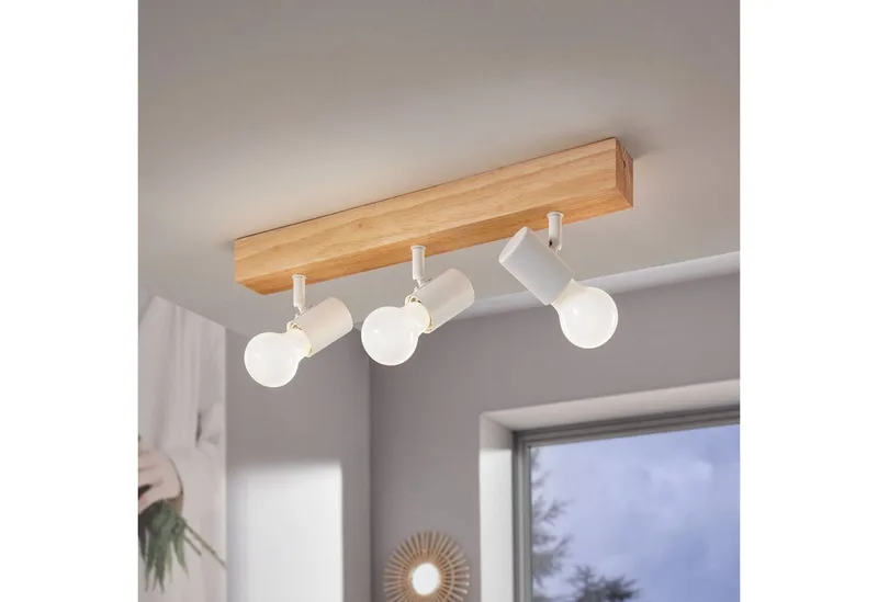 Townshend 3 - Plafondlamp - 3-lichts - E27 - eikenhout | wit von EGLO in Weiß – Produktfoto 2 von 5