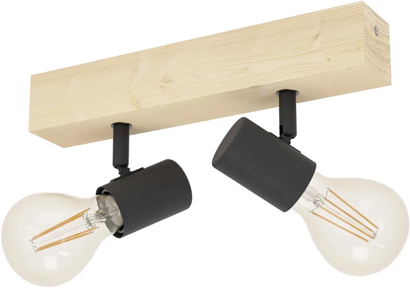 Townshend 3 Spot - 2 lichts - E27 - Bruin - FSC Hout de EGLO en Noir – photo produit