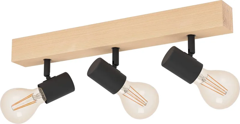 Townshend 3 Spot - 3 lichts - E27 - Zwart - FSC Hout fra EGLO i Brun – produktbillede
