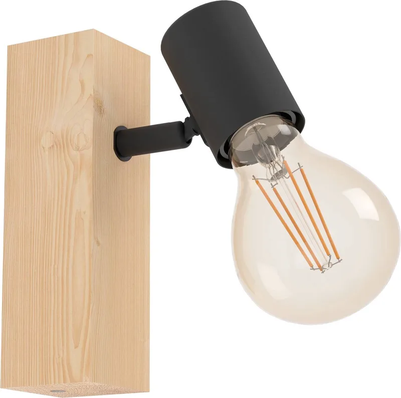 Townshend 3 Spot - E27 - 16,5 cm - Bruin/Zwart - FSC Hout von EGLO in Schwarz – Produktfoto