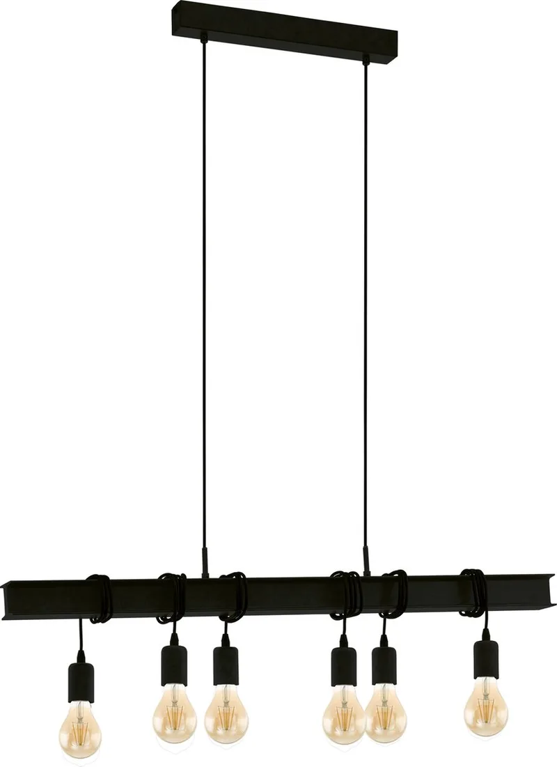 Townshend 6 Hanglamp - E27 - 100,5 cm van EGLO in Zwart – productfoto