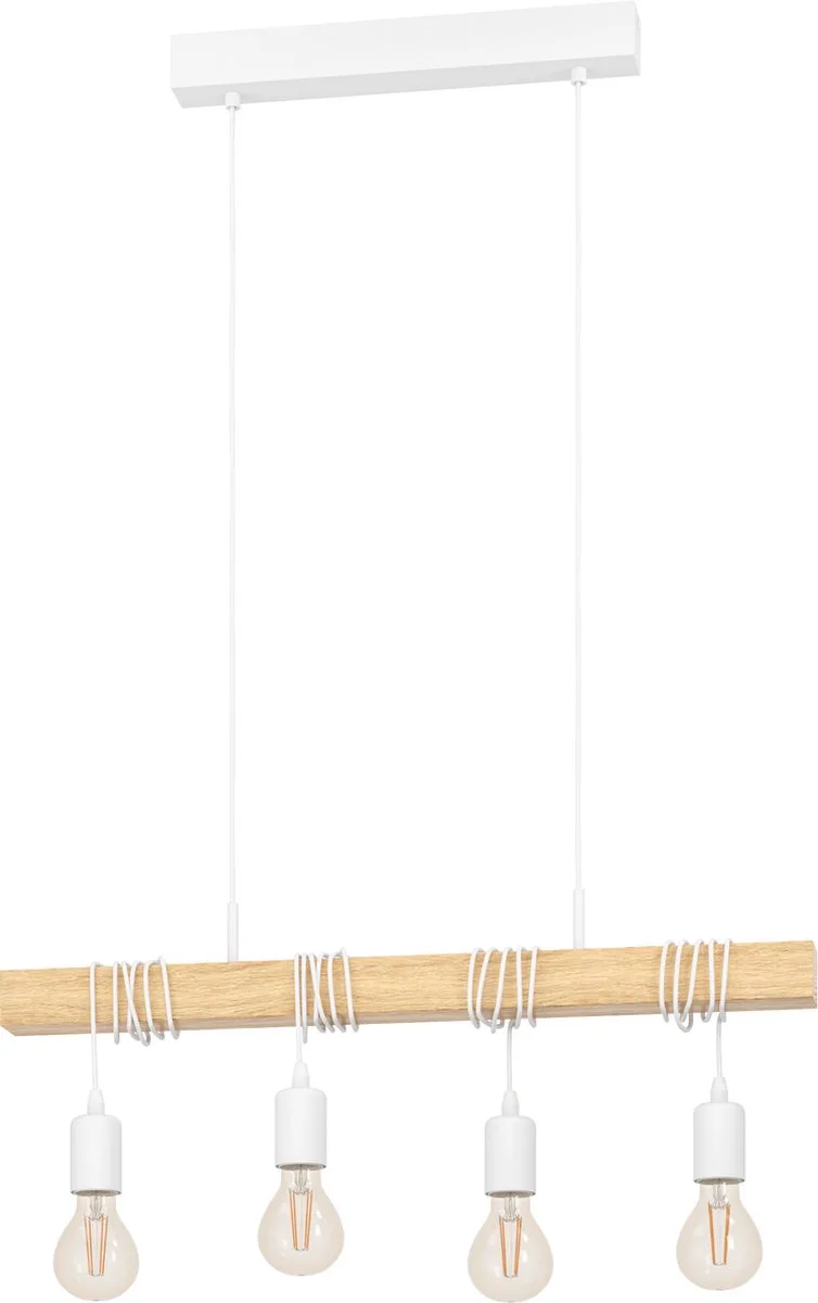 Townshend Hanglamp - E27 - 70 cm - Wit/Bruin fra EGLO i Hvid – produktbillede