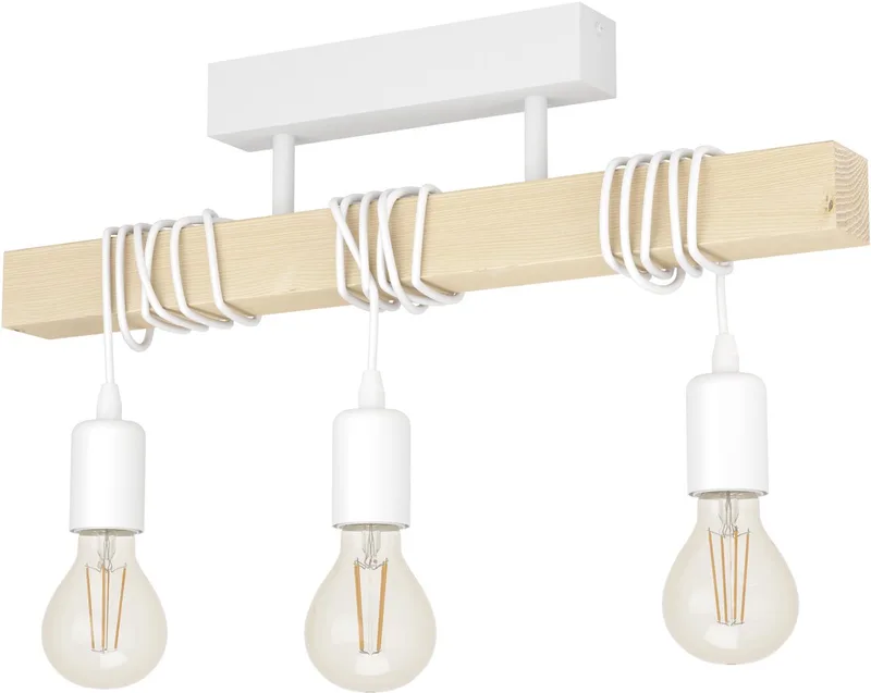 Townshend Plafondlamp - E27 - 55 cm - Wit/Bruin - FSC Hout fra EGLO i Hvid – produktbillede