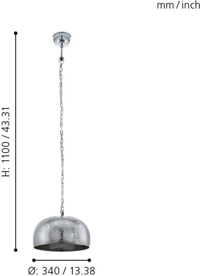 Vintage Dumphry - Hanglamp - 1 Lichts - ø340 mm. de EGLO en Chrome – photo produit 3 sur 3