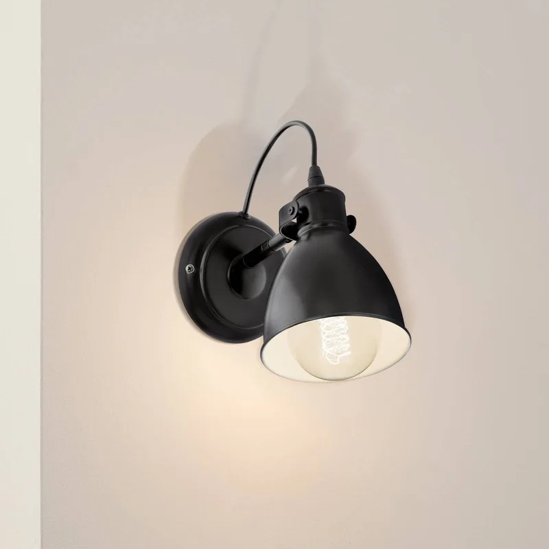 Vintage-wandlamp Priddy de EGLO en Noir – photo produit