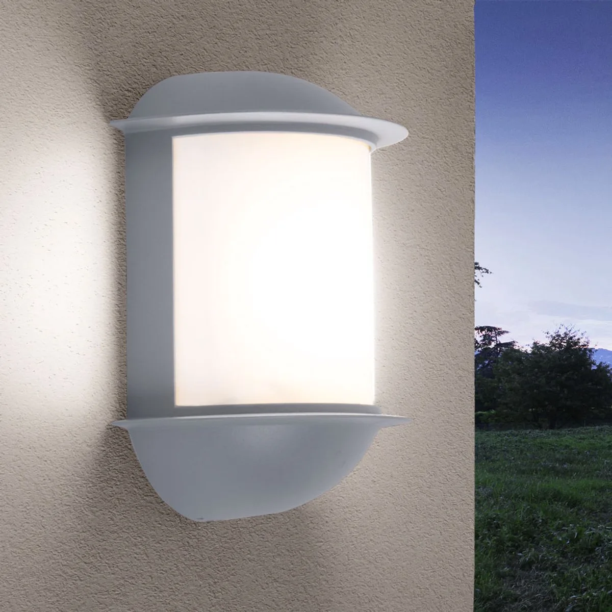 Wandlamp buiten wandlamp tuin terraslamp buiten, gegoten aluminium zilver, 1x LED 7W 550Lm, LxAxH 16x22x10 cm, EGLO 78059 de EGLO en Blanc – photo produit