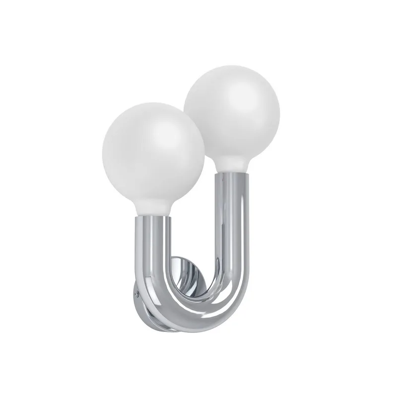 Wandlamp Mellili, 2-lamps, chroom, metaal, kunststof, E27 från EGLO i Krom, Vit – produktbild