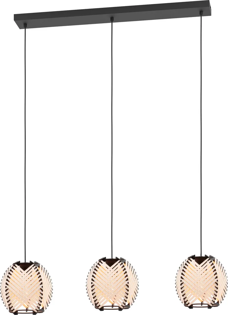 Waverton Hanglamp - E27 - 92 cm - Zwart/Wit - Textiel från EGLO i Svart – produktbild