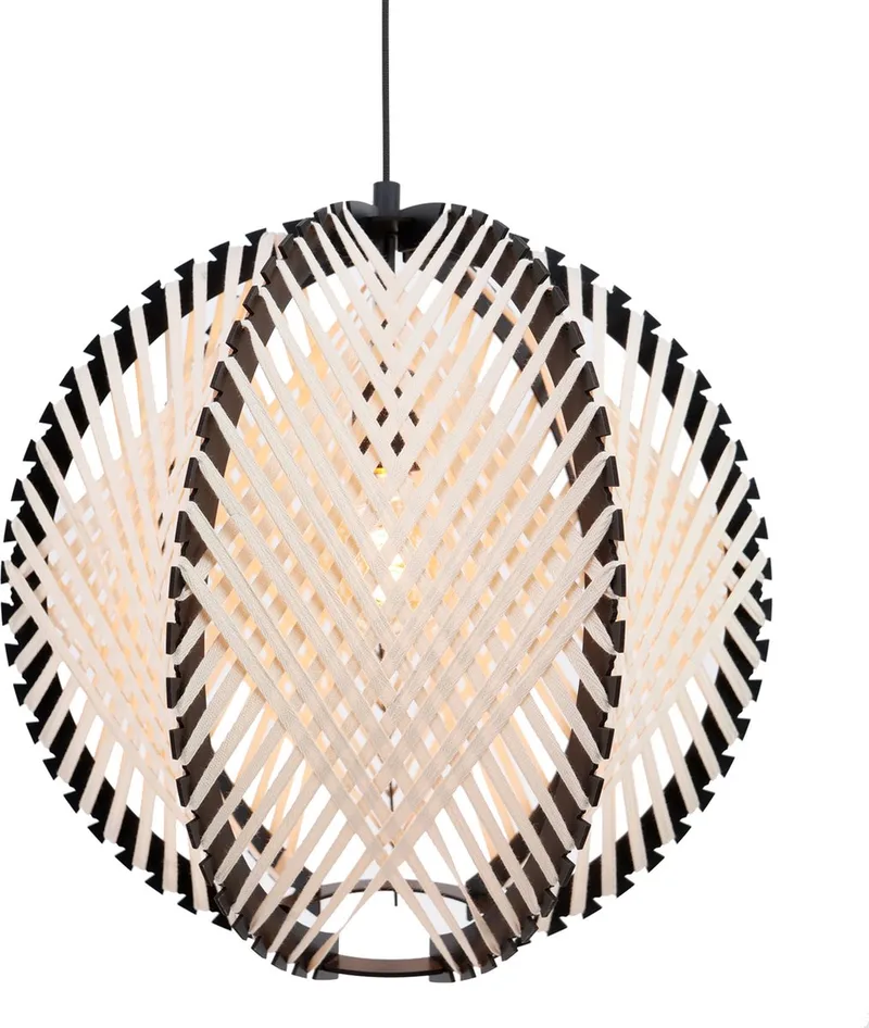 Waverton Hanglamp - E27 - Ø 40 cm - Zwart/Wit - Textiel de EGLO en Noir – photo produit