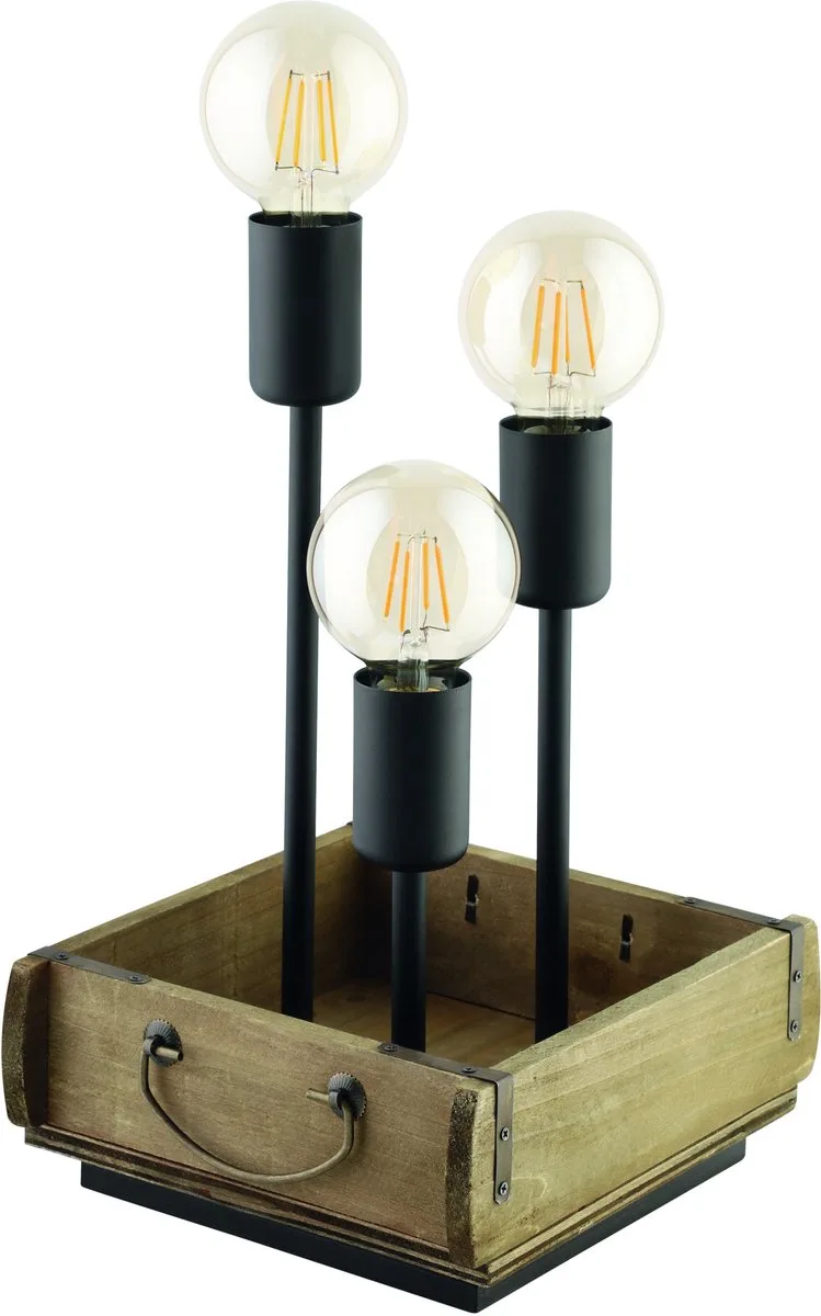 Wootton Tafellamp - E27 - Ø 18 cm - Zwart | Bruin fra EGLO i Sort, Brun – produktbillede