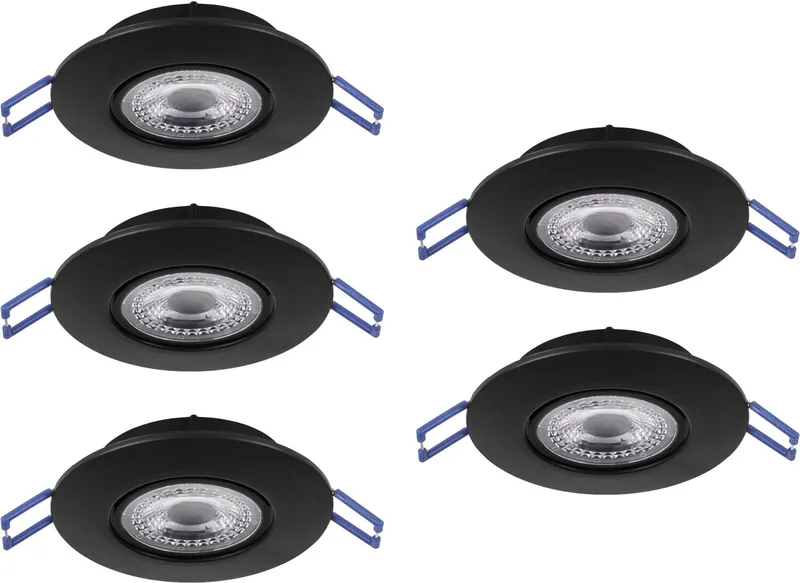 Zujar inbouwspot - LED - Ø 90 mm - 5 stuks von EGLO in Schwarz – Produktfoto