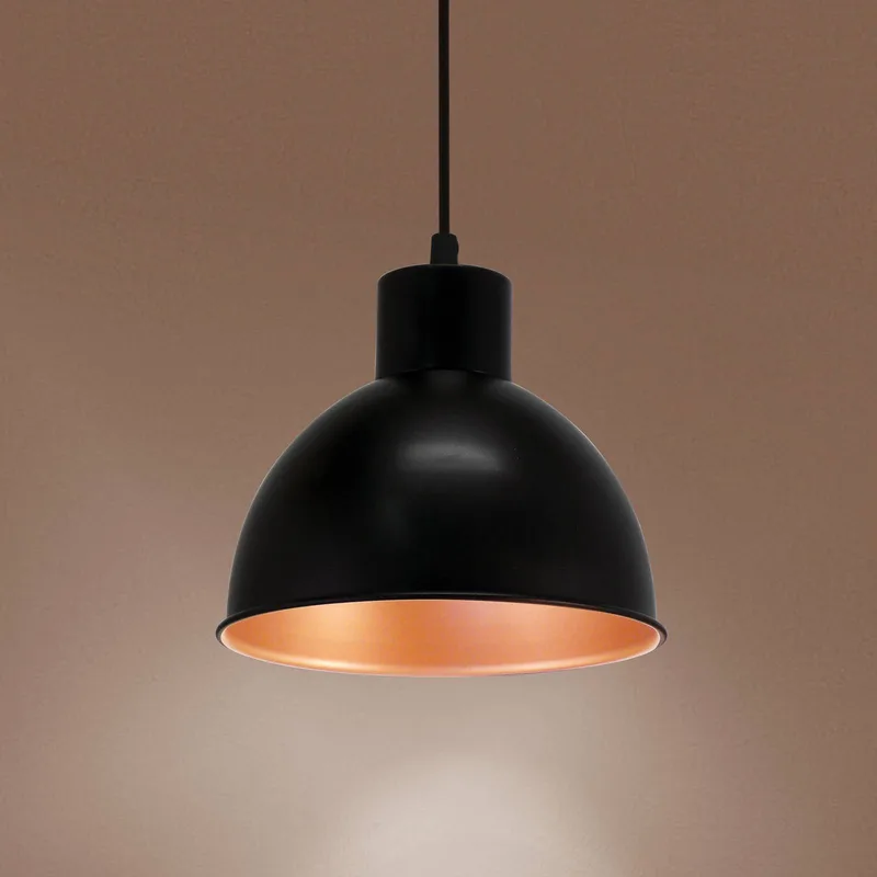 Zwarte hanglamp Andrin - binnenin koper by EGLO in Black, Copper – product photo