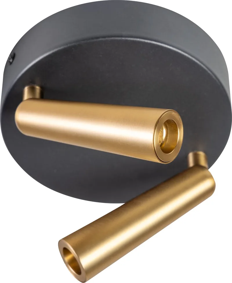 Barry Spot led 2x3w 2700k rond zwart+mat messing dimbaar W320xH160mm 2x66Lm de ETH en Noir – photo produit