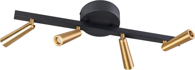 Barry Spot led 4x3w 2700k langwerpig zwart+mat messing dimbaar W500xH195mm 4x66Lm de ETH en Goud Zwart – photo produit